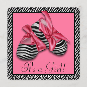 Convite Chá de Bebê Zebra Rosa