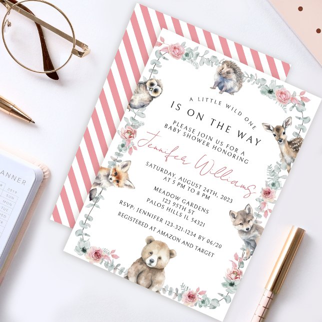 Convite Chá de bebês da floresta branca (Criador carregado)