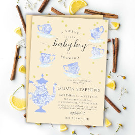 Convite Chá de Bebezinho do Boho Lace do Boho Party Blue E