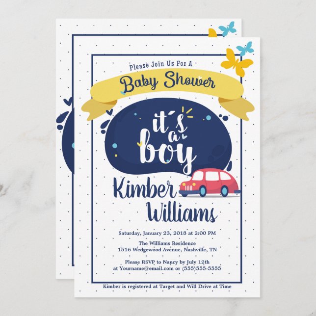 Convite Chá de boas-vindas do Baby Boy (Frente/Verso)