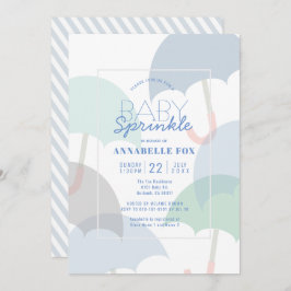 Convite Chá de borrifada de bebê com guarda-chuvas azul