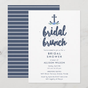 Convite Chá de Brunch de Bridal Anchor Náutico