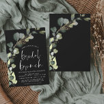 Convite Chá de Brunei Preto-Branco Eucalyptus<br><div class="desc">Eucalyptus Greenery Succulent Botanical Watercolor Primavera Black White Wedding Chá de panela - Bridal Brunch Invices em fundo branco - inclui uma bela e elegante tipografia com folhas botânicas modernas e verde para a celebração especial Bride Be.</div>