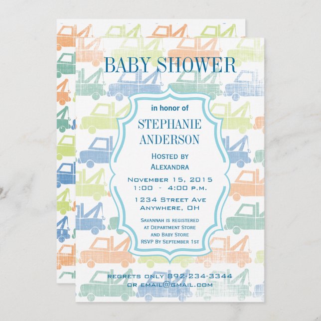 Convite Chá de Caminhão Moderno (Frente/Verso)