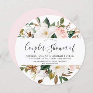 Convite Chá de Casais Blush & White BeauBonitos Flores