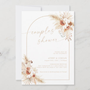 Convite Chá de Casais Boho Beige Pampas Grass