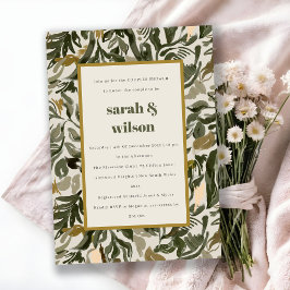 Convite Chá de Casais Botânicos Retro Verde Rustic Boho