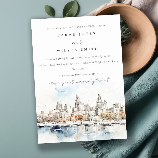 Convite Chá de Casais de Aquarela de Kansas City Missouri (Criador carregado)