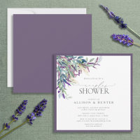 Chá de Casais de Aquarela Floral de Lavanda Elegan