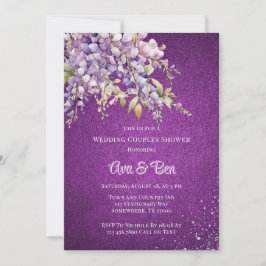 Convite Chá de Casais de Casamento com Glitter Purple Wist
