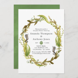 Convite Chá de Casais de Casamento de Algas Marítimas Náut