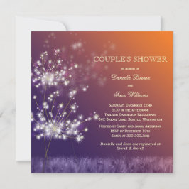 Convite Chá de Casais de Casamento de Dandelions Sunset