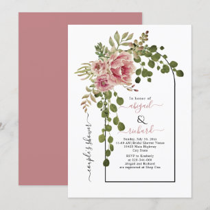 Convite Chá de casais de casamento de flores rosa Dusty