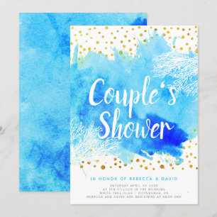 Convite chá de casais de casamento de recifes de coral az