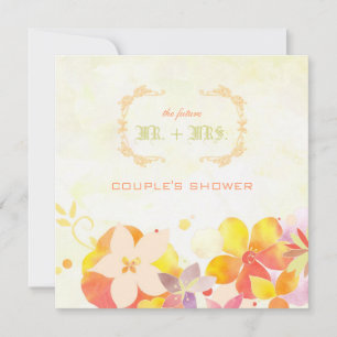 Convite Chá de Casais de Casamento Floral Primavera