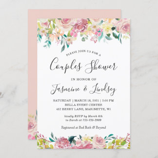 Convite Chá de Casais de Casamento Floral Primavera da Pas