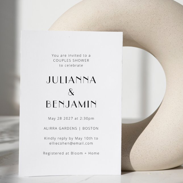 Convite Chá de Casais de Deco de Arte Branca Minimizada (Criador carregado)