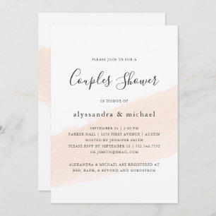 Convite Chá de Casais de distribuição rosa com pincel míni