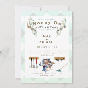 Convite Chá de Casais de Grelha de Sage e Fixação