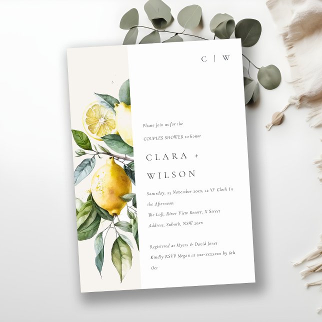Convite Chá de Casais de Jardim de Limão Amarelo-Boho (Criador carregado)