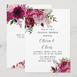 Convite Chá de Casais de Península Borgona e Rosa-Esbranqu