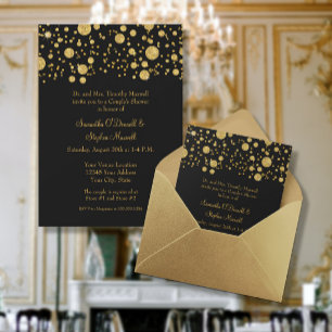 Convite Chá de Casais de Pontos de Confetti Glitter Glitte