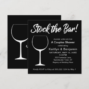 Convite Chá de Casais de script de Bar branco no estoque