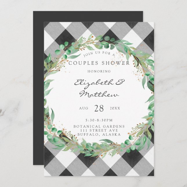 Convite Chá de Casais Dourados da Fúria de Natal da Xadrez (Frente/Verso)