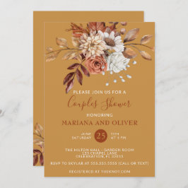Convite Chá de Casais Dourados Florais