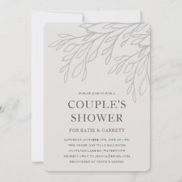 Convite Chá de Casais Elegantes de Linha de Cinza Simples