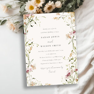 Convite Chá de Casais Florais de Aquarela Suave Meadow