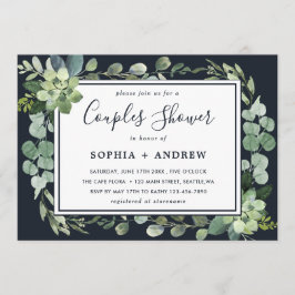 Convite Chá de Casais Marinho Azul com Êxito à Meia-Noite