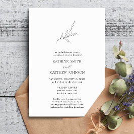 Convite Chá de Casais Modernos do Branch Olive Leaf Minima