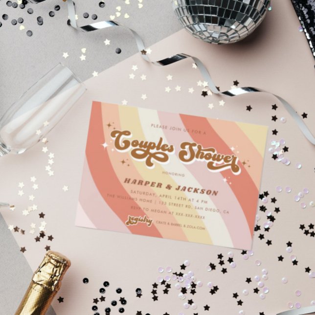 Convite Chá de Casais Orange Retro 70s (Criador carregado)