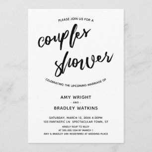 Convite Chá de Casais simples e modernos de escrita manual