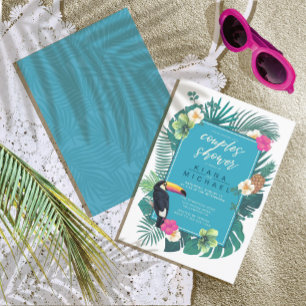 Convite Chá de Casais tropicais Watercolor ID577