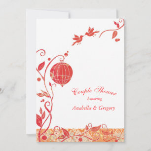 Convite Chá de Casal de Casamento de Aves de Cagem