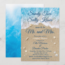 Convite Chá de Casal de Sandy Toes Blue Beach Waves