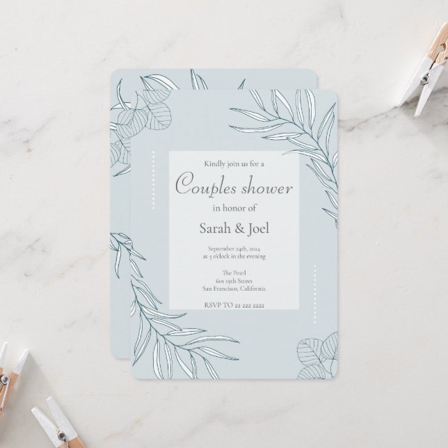 Convite Chá de Casal Elegante Boho com Flores Silvestres (Frente/Verso In Situ)