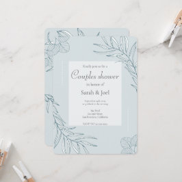 Convite Chá de Casal Elegante Boho com Flores Silvestres