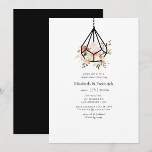Convite Chá de Casal Floral Boho Geométrico em Terrário Su