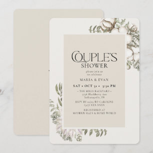 Convite Chá de Casal Floral Elegante Winter Greenery