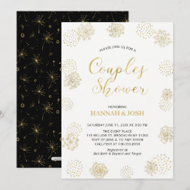 Convite Chá de Casamento Casal Moderno Dourado e Preto