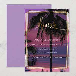 Convite Chá de casamento  Casamento de Noite Tropical
