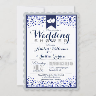 Convite Chá de casamento Cinza, branco e Marinho azul