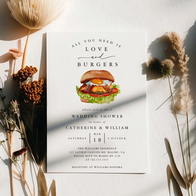 Convite Chá de casamento de Amor e Burgers (Criador carregado)