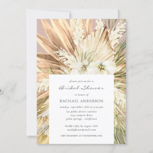 Convite Chá de casamento de Boho Moderno Pampas Grass