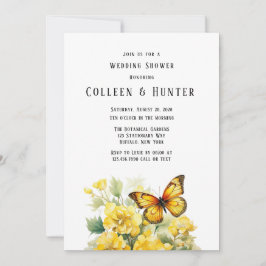 Convite Chá de casamento de Borboleta Amarelo