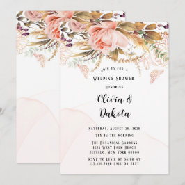Convite Chá de casamento de borboleta de peônias botânicas