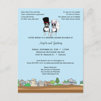 Convite Chá de casamento de Boston Terrier dos noivos